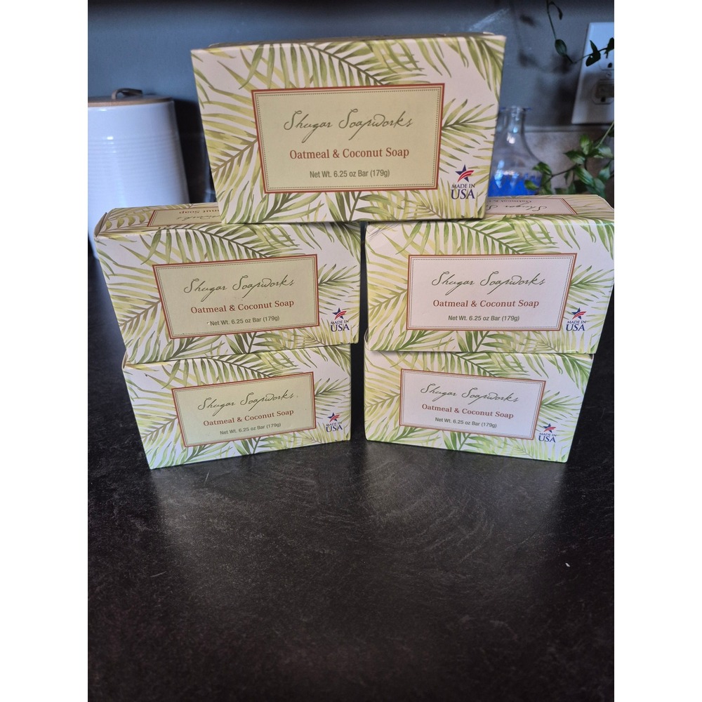 Shugar Soapworks Oatmeal Coconut Soap Lot Of 5 Bars Vegan Made In USA Bath